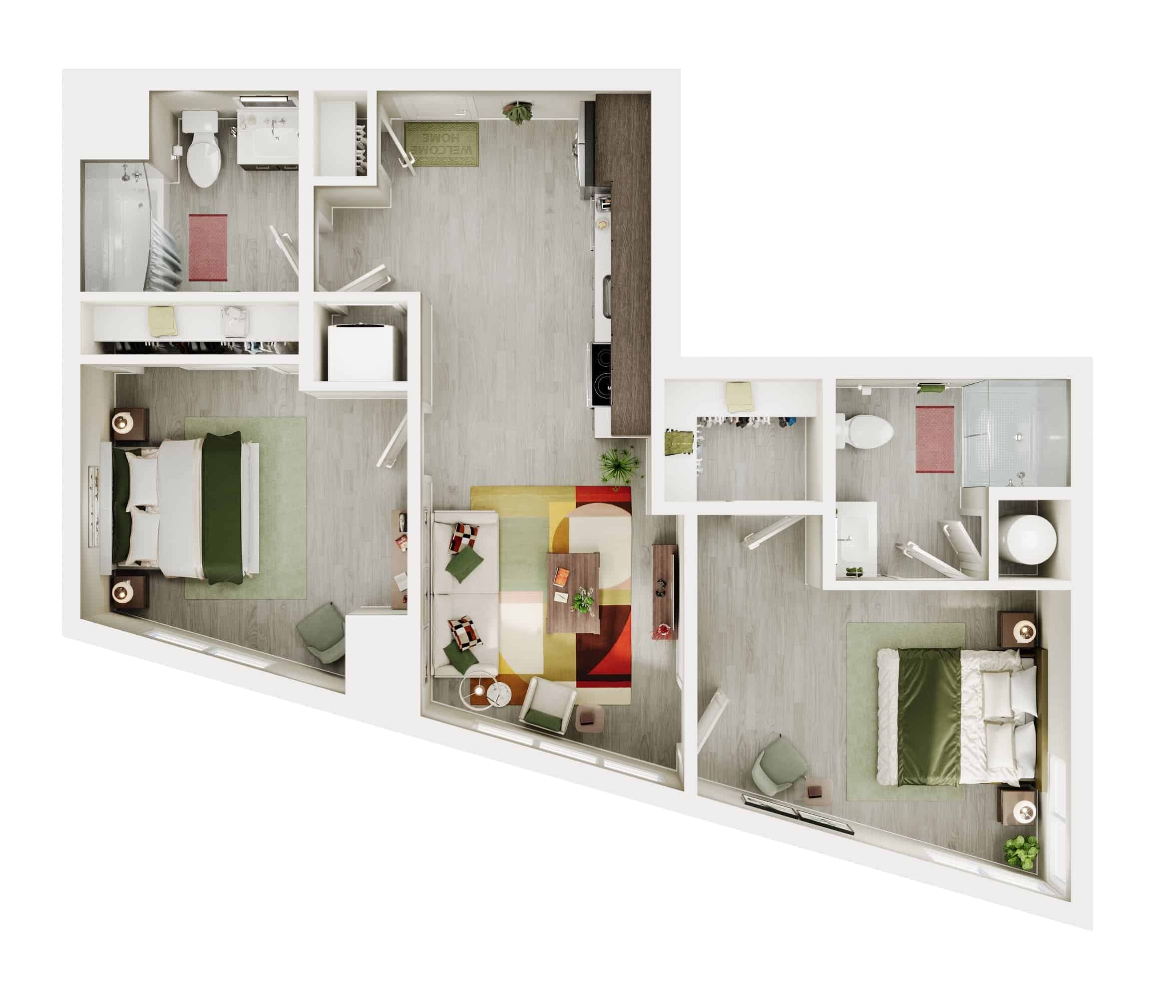 2 Beds 2 Baths