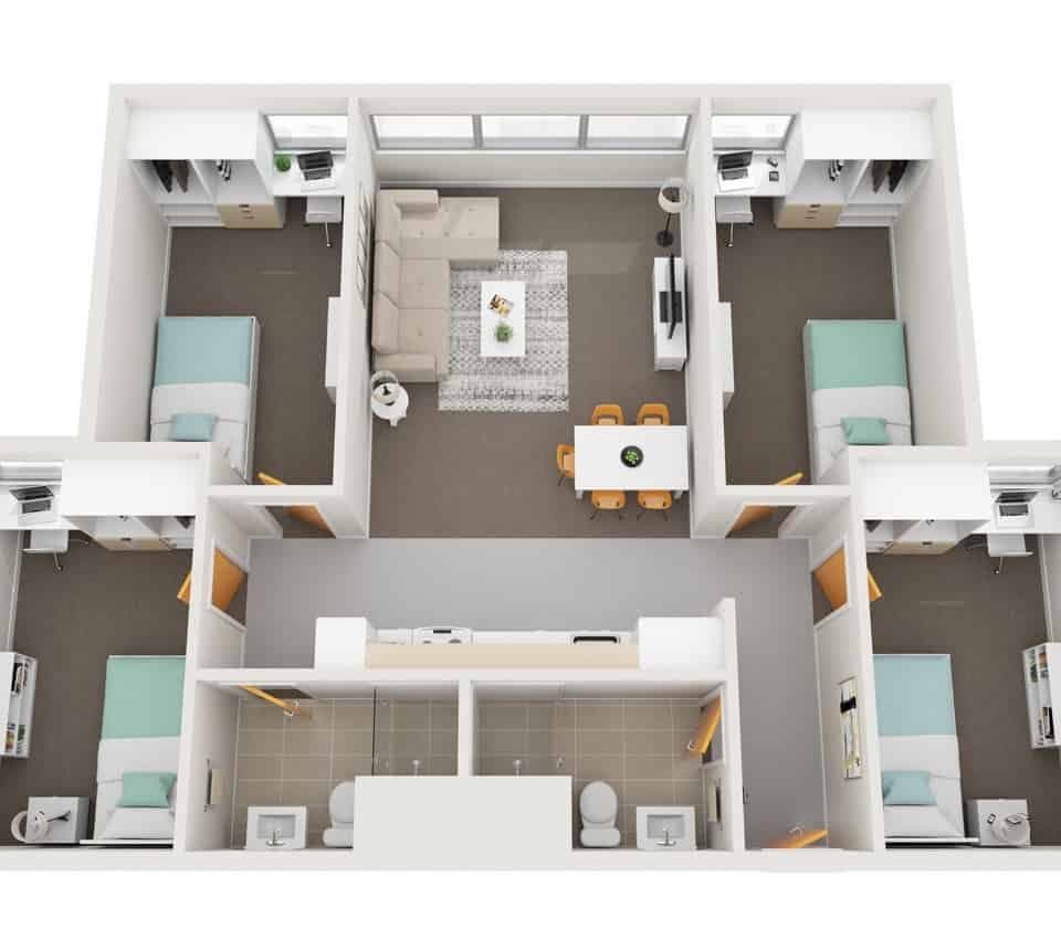 4 Bedroom Apartment with Air Conditioning