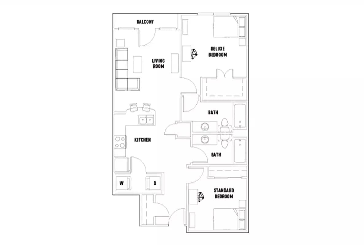 Room in 23rd: 2 Bed - 2 Bath B Premium