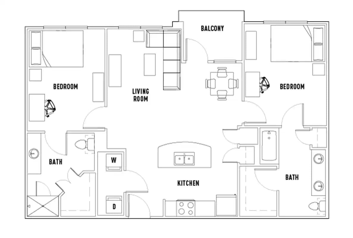 Room in 23rd: 2 Bed - 2 Bath D Premium Private Bedroom