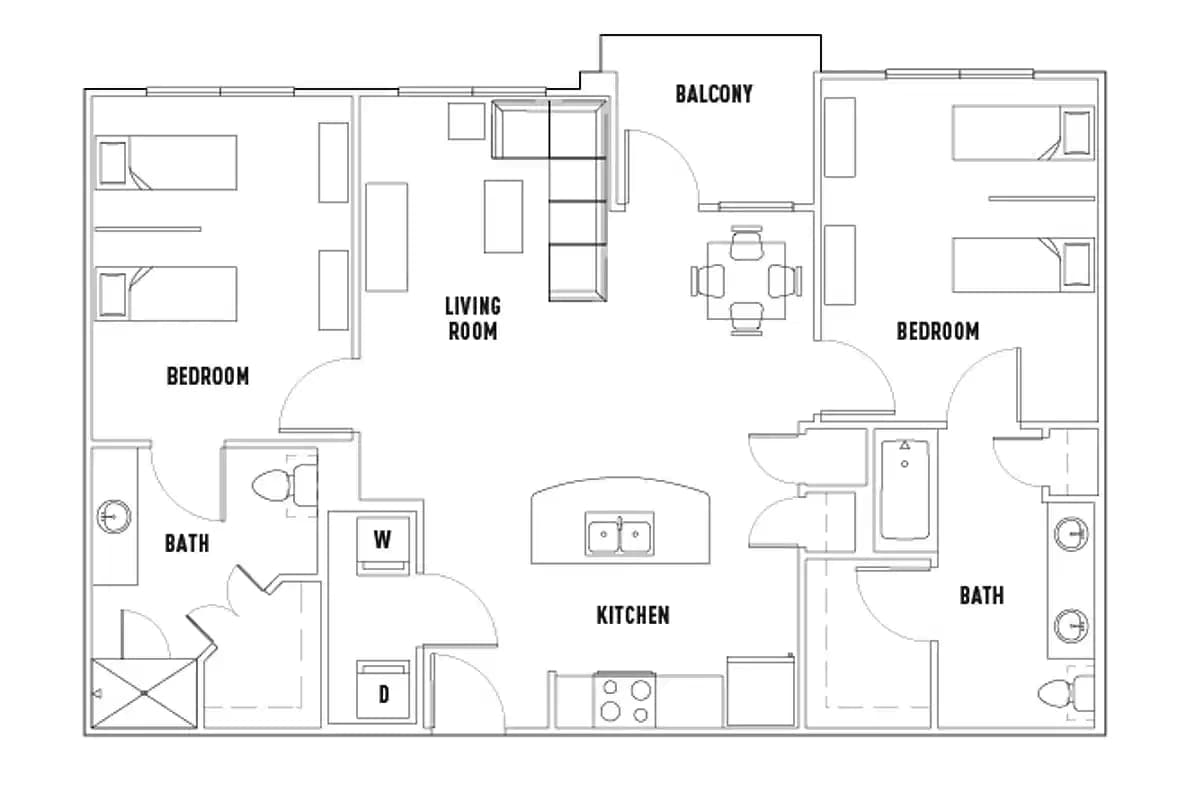 Room in 23rd: 2 Bed - 2 Bath D Premium Shared Bedroom
