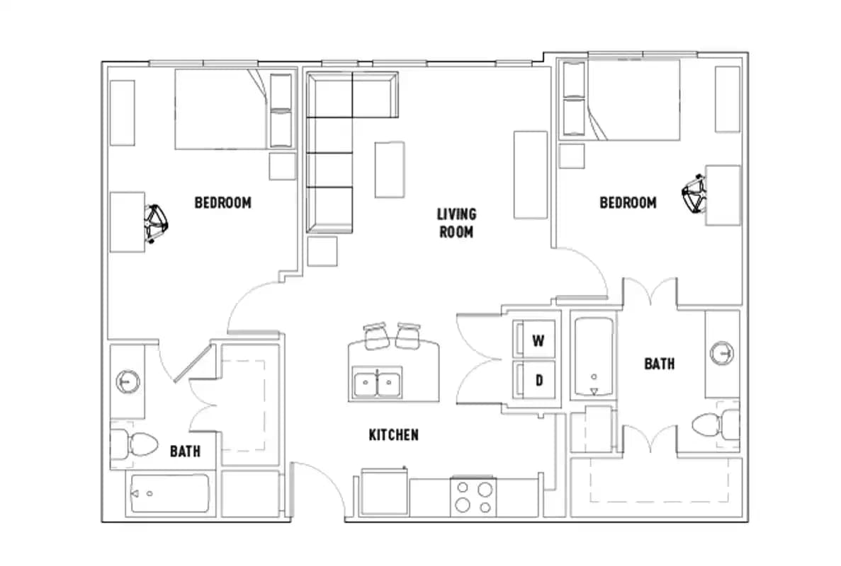 Room in 25th W: 2 Bed - 2 Bath B