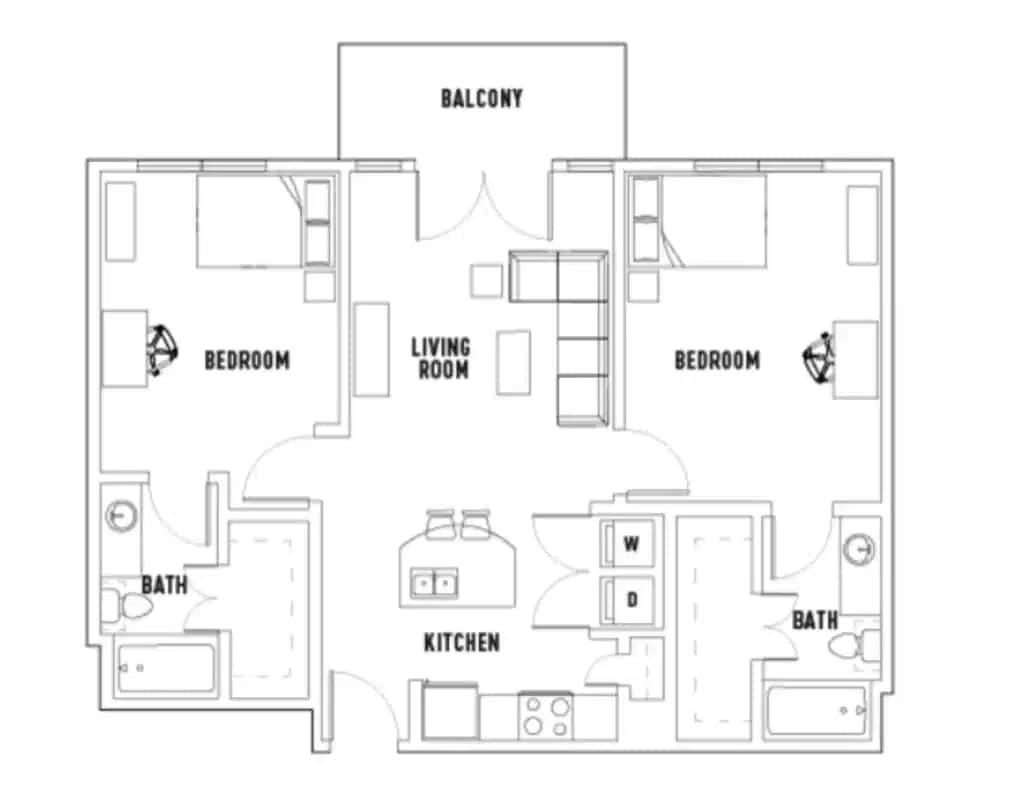 Room in 28th: 2 Bed - 2 Bath B Premium Private Bedroom