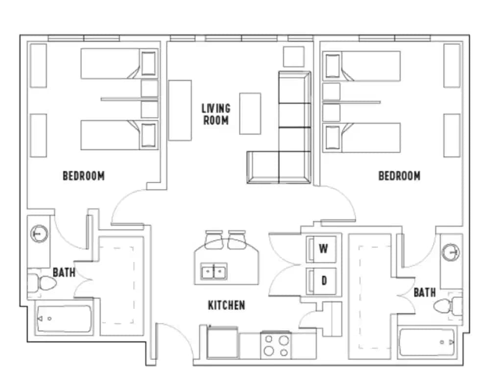 Room in 28th: 2 Bed - 2 Bath B Shared Bedroom