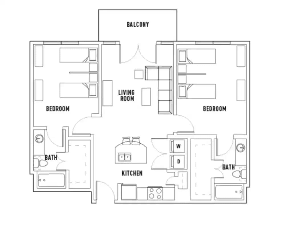 Room in 28th: 2 Bed - 2 Bath B Premium Shared Bedroom