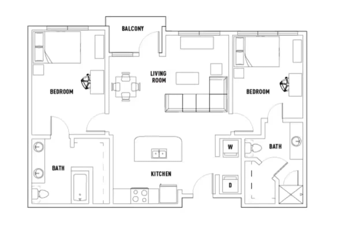 Room in 28th: 2 Bed - 2 Bath D Premium Private Bedroom