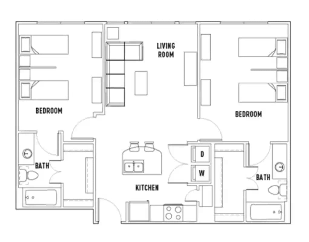 Room in Leon: 2 Bed - 2 Bath D Shared Bedroom