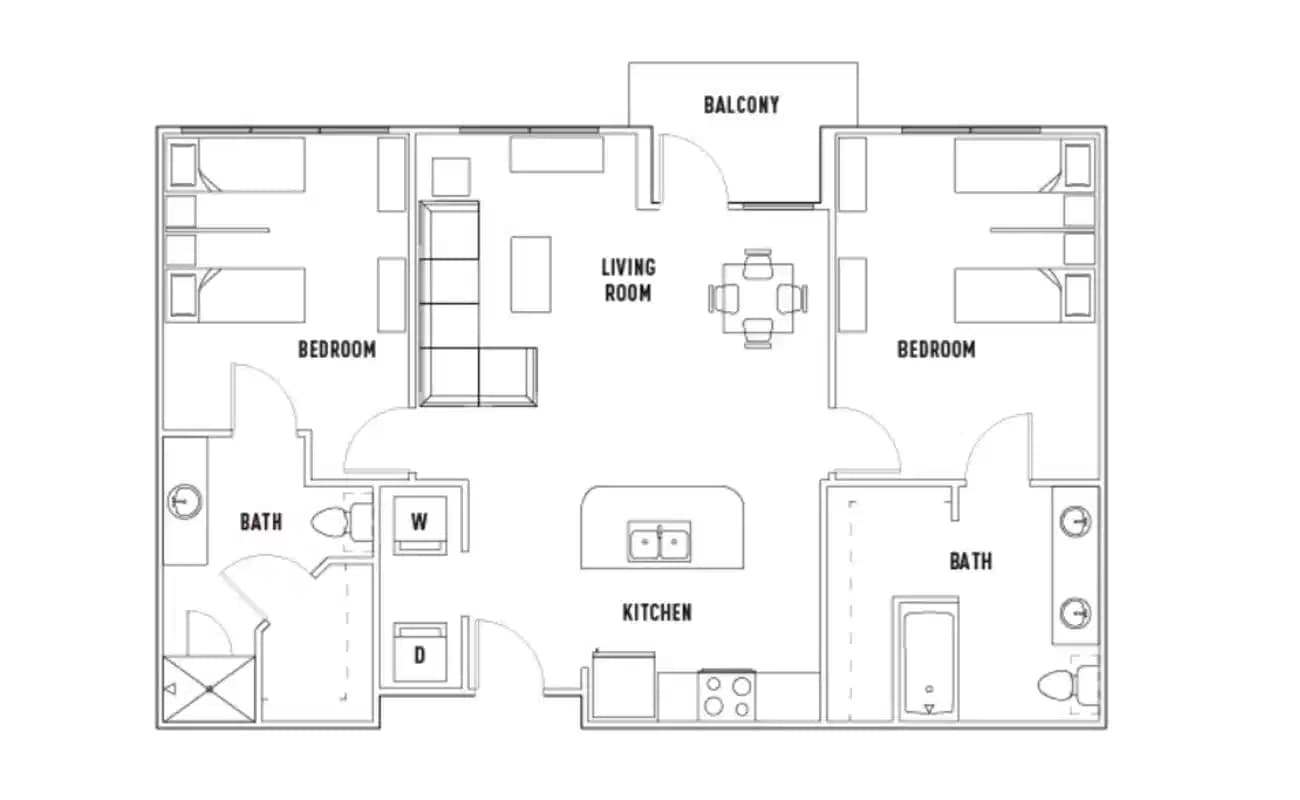Room in Leon: 2 Bed - 2 Bath G Premium Shared Bedroom