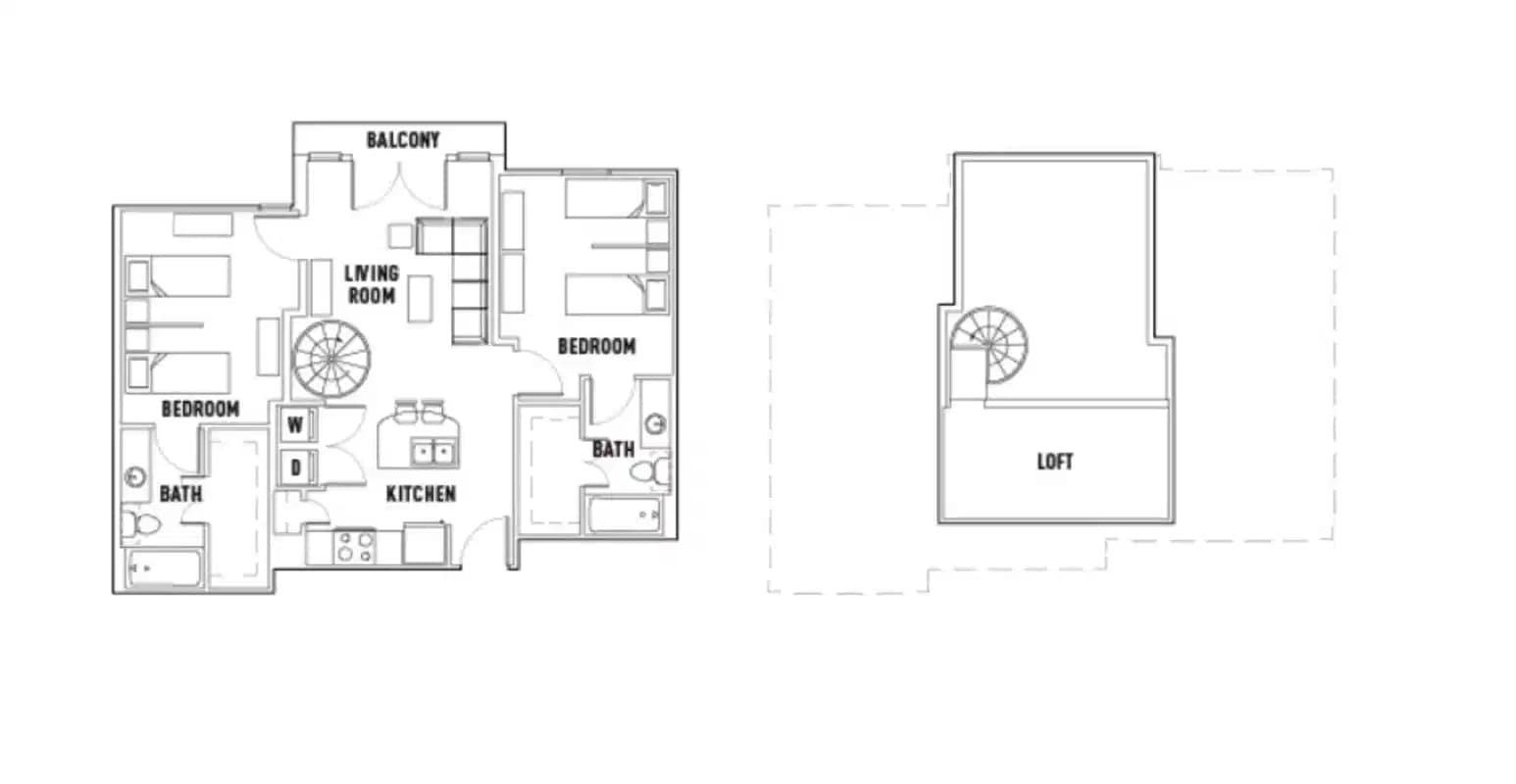 Room in Leon: 2 Bed - 2 Bath E Premium w/Loft Shared Bedroom