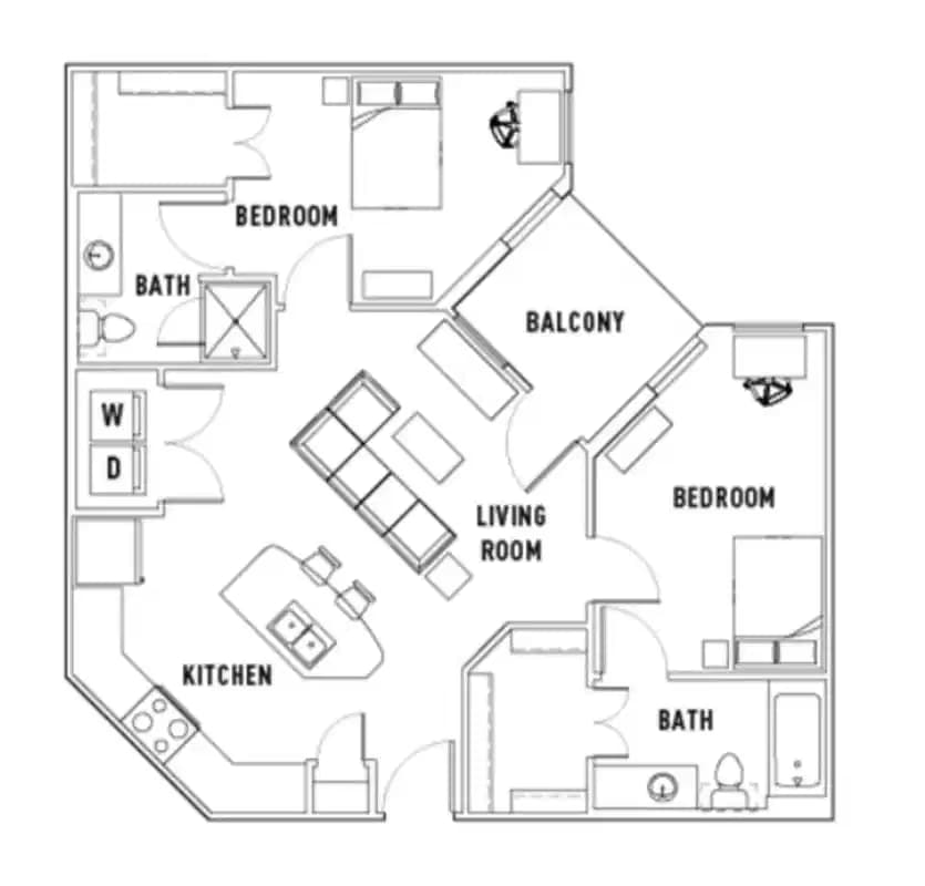 Room in Pearl N: 2 Bed - 2 Bath A Premium Private Bedroom