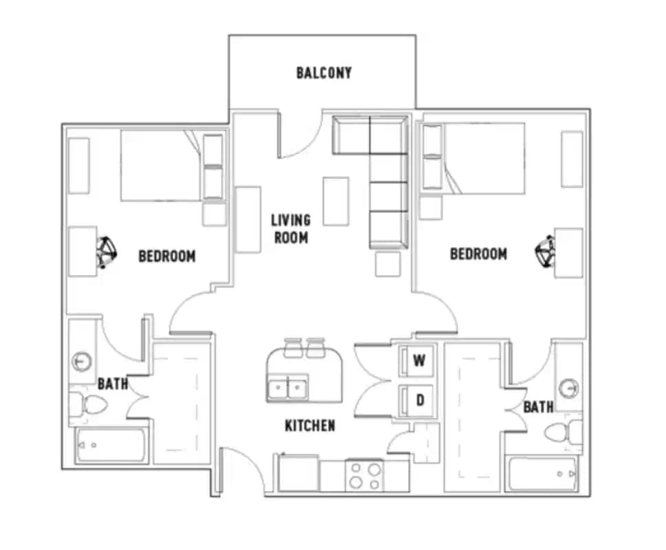Room in Pearl N: 2 Bed - 2 Bath B Premium Shared Bedroom