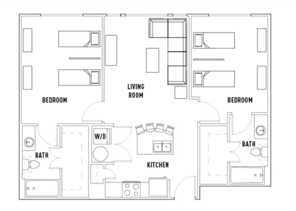 Room in Pearl S: 2 Bed - 2 Bath B Shared Bedroom