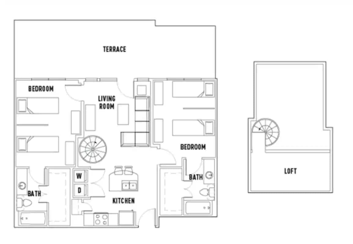 Room in Pearl S: 2 Bed - 2 Bath C Premium w/Loft Shared Bedroom