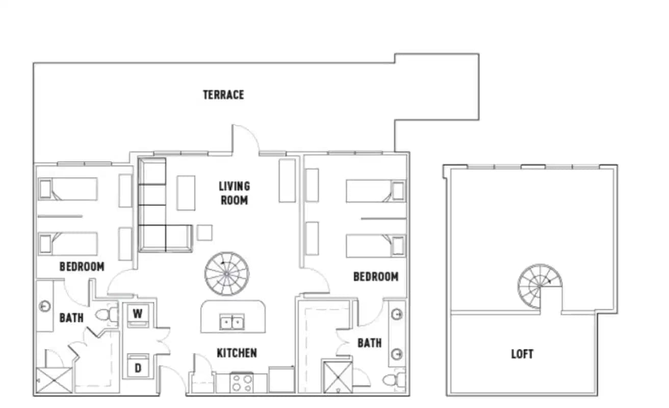 Room in Pearl S: 2 Bed - 2 Bath E Premium w/Loft