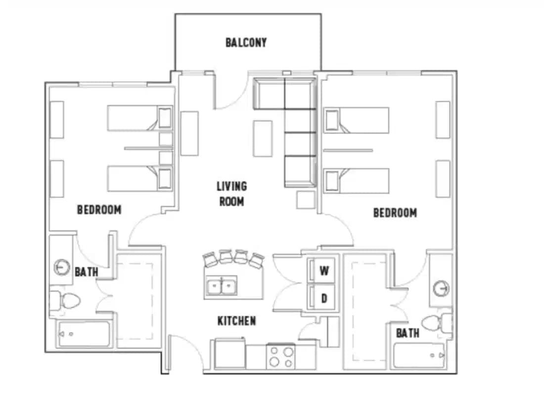 Room in Pearl S: 2 Bed - 2 Bath B Premium Shared Bedroom