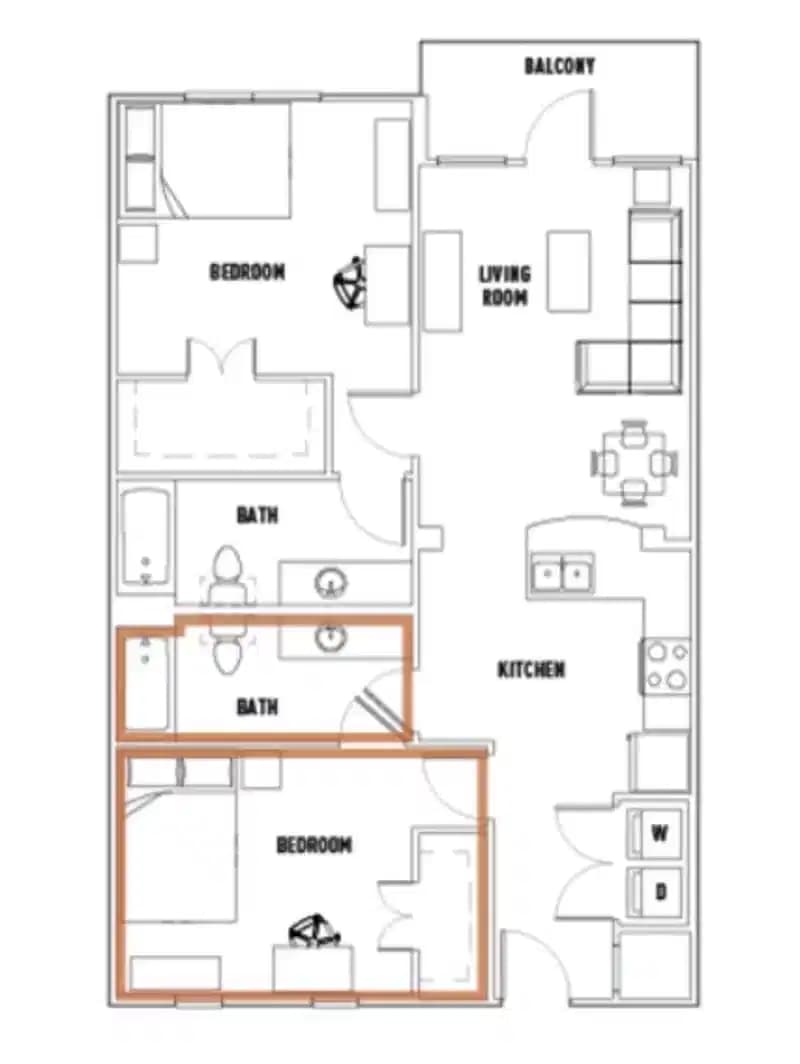 Room in Rio: 2 Bed - 2 Bath B Premium