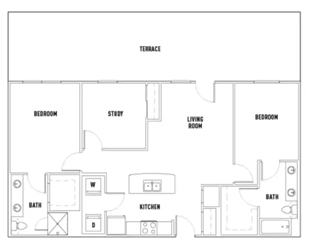 Room in Rio: 2 Bed - 2 Bath Premium w/Study