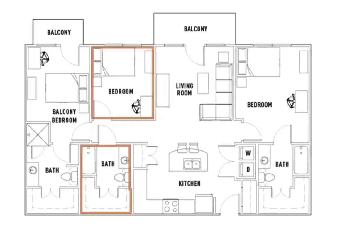 Room in Pearl N: 3 Bed - 3 Bath A Premium Private Bedroom
