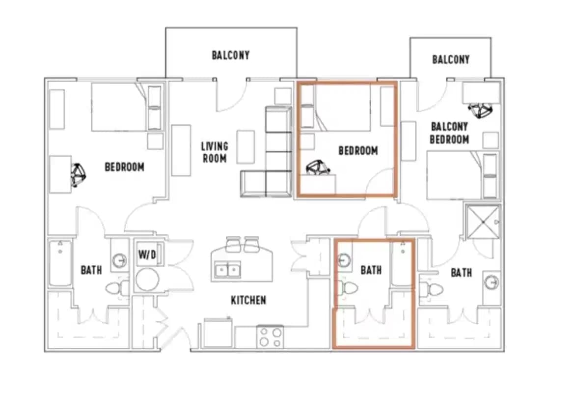 Room in Pearl S: 3 Bed - 3 Bath A Premium Private Bedroom