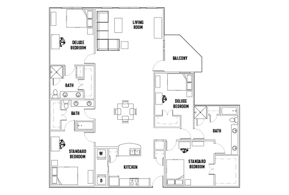 Room in 25th E: 4 Bed - 3 Bath E Premium