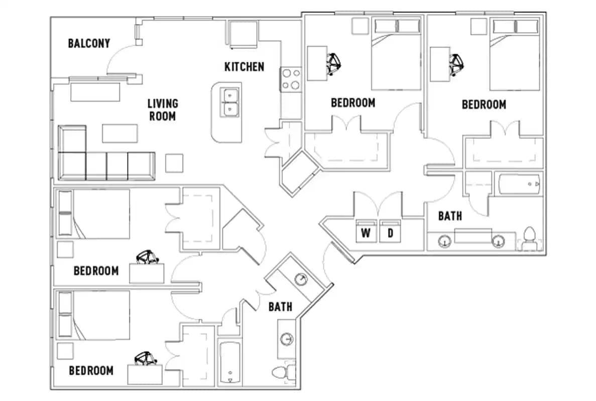 Room in 25th W: 4 Bed - 2 Bath B Premium