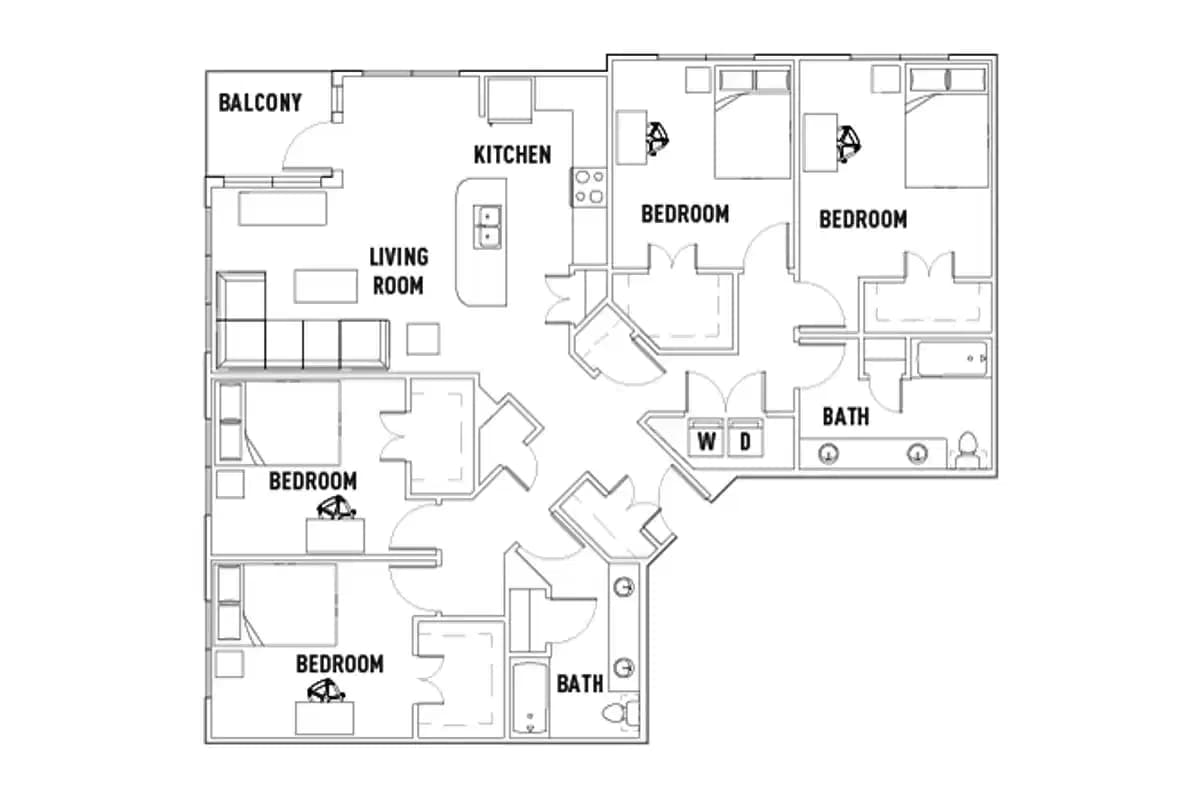 Room in 25th W: 4 Bed - 2 Bath C Premium