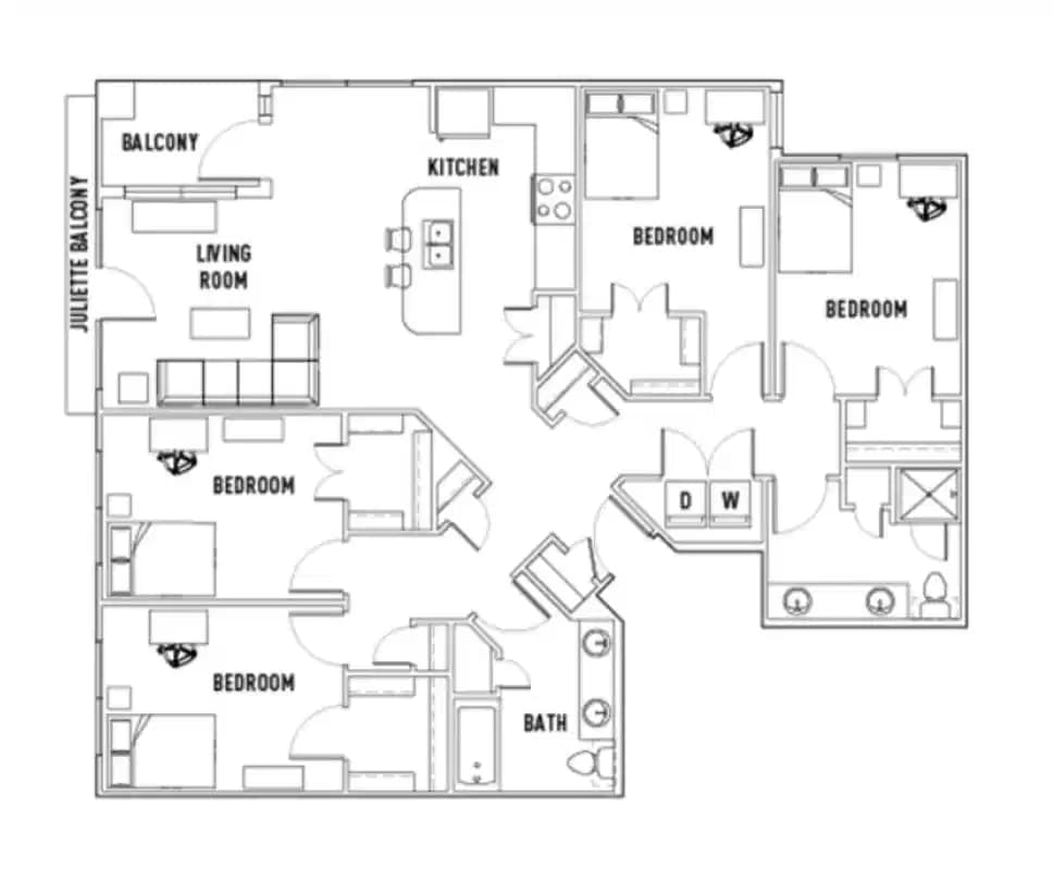 Room in Leon: 4 Bed - 2 Bath B Premium