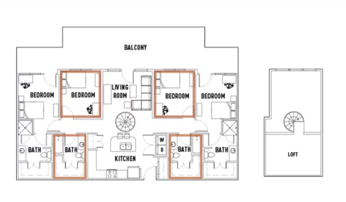 Room in Pearl N: 4 Bed - 4 Bath Premium w/Loft