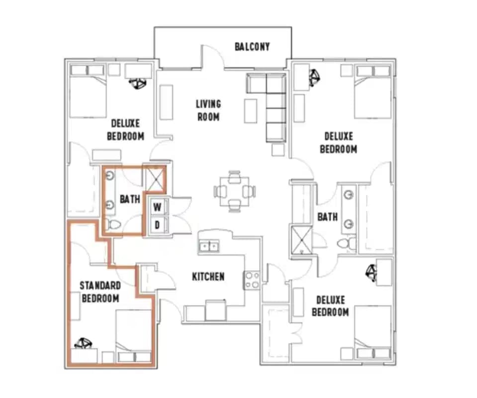 Room in Rio: 4 Bed - 2 Bath Premium