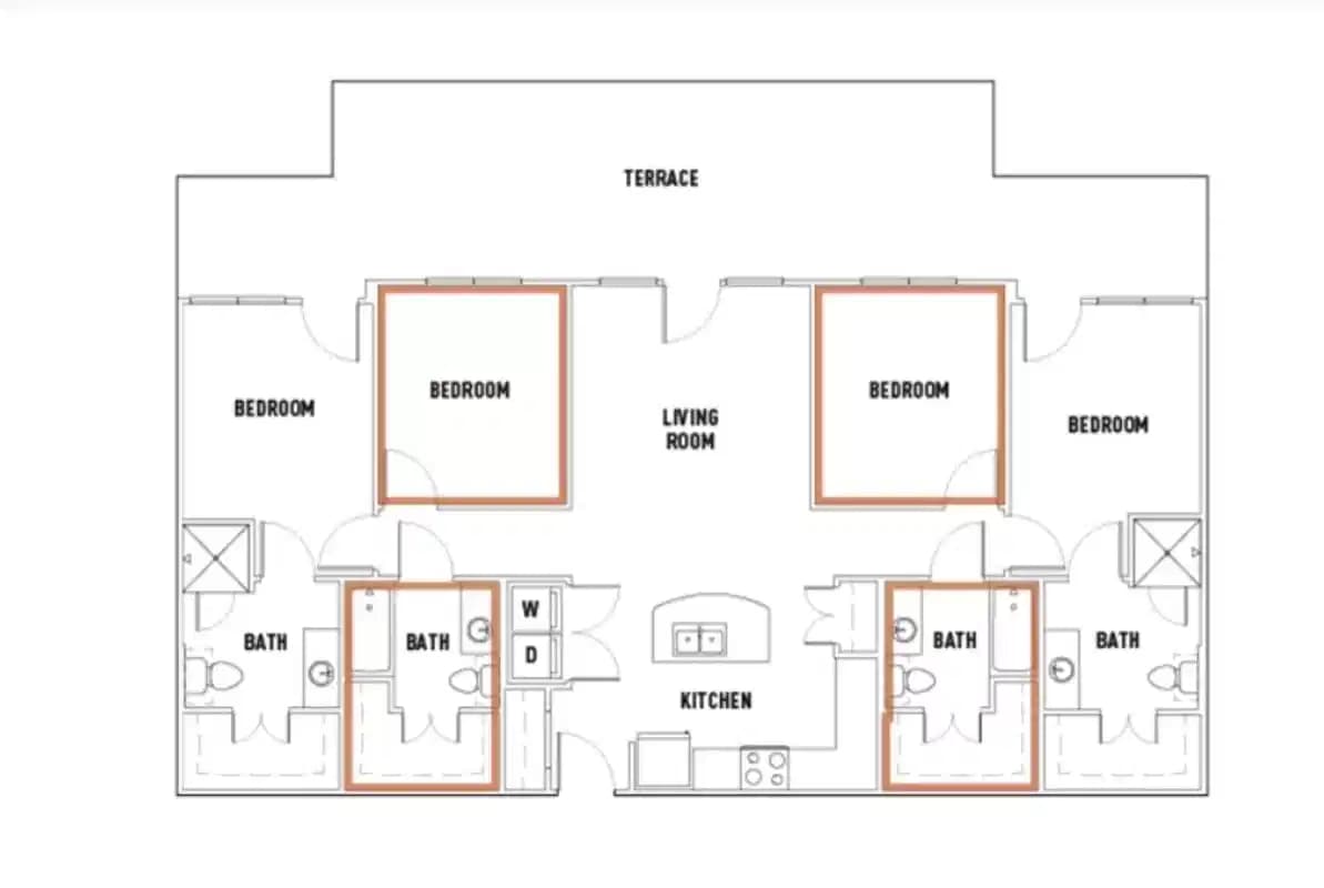 Room in Pearl S: 4 Bed - 4 Bath Premium