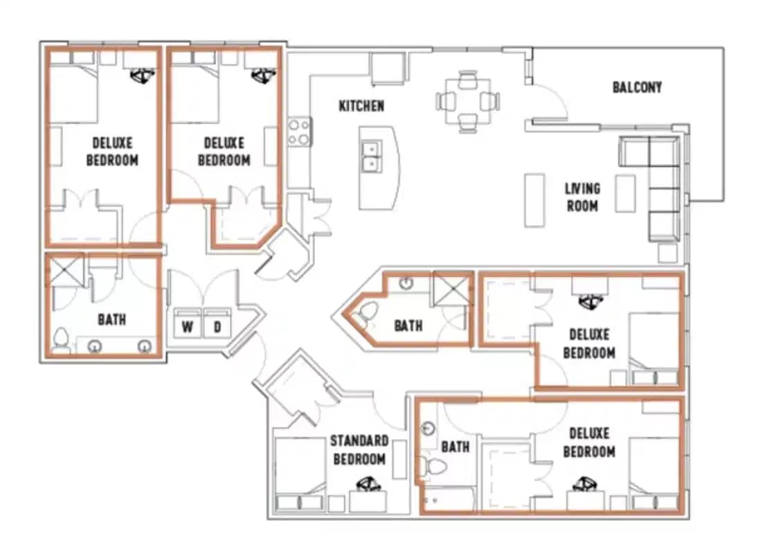 Room in Rio: 5 Bed - 3 Bath Premium