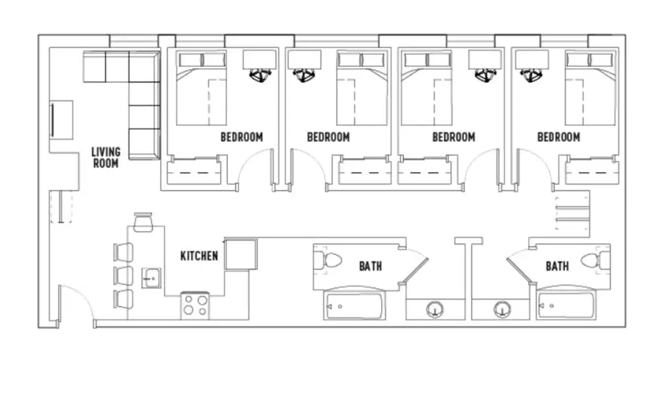 Room in 4 Bed - 2 Bath A
