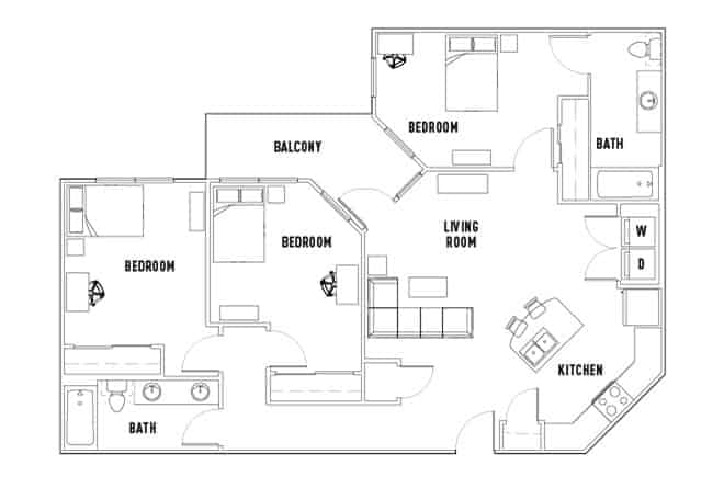 Room in 23rd: 3 Bed - 2 Bath Premium