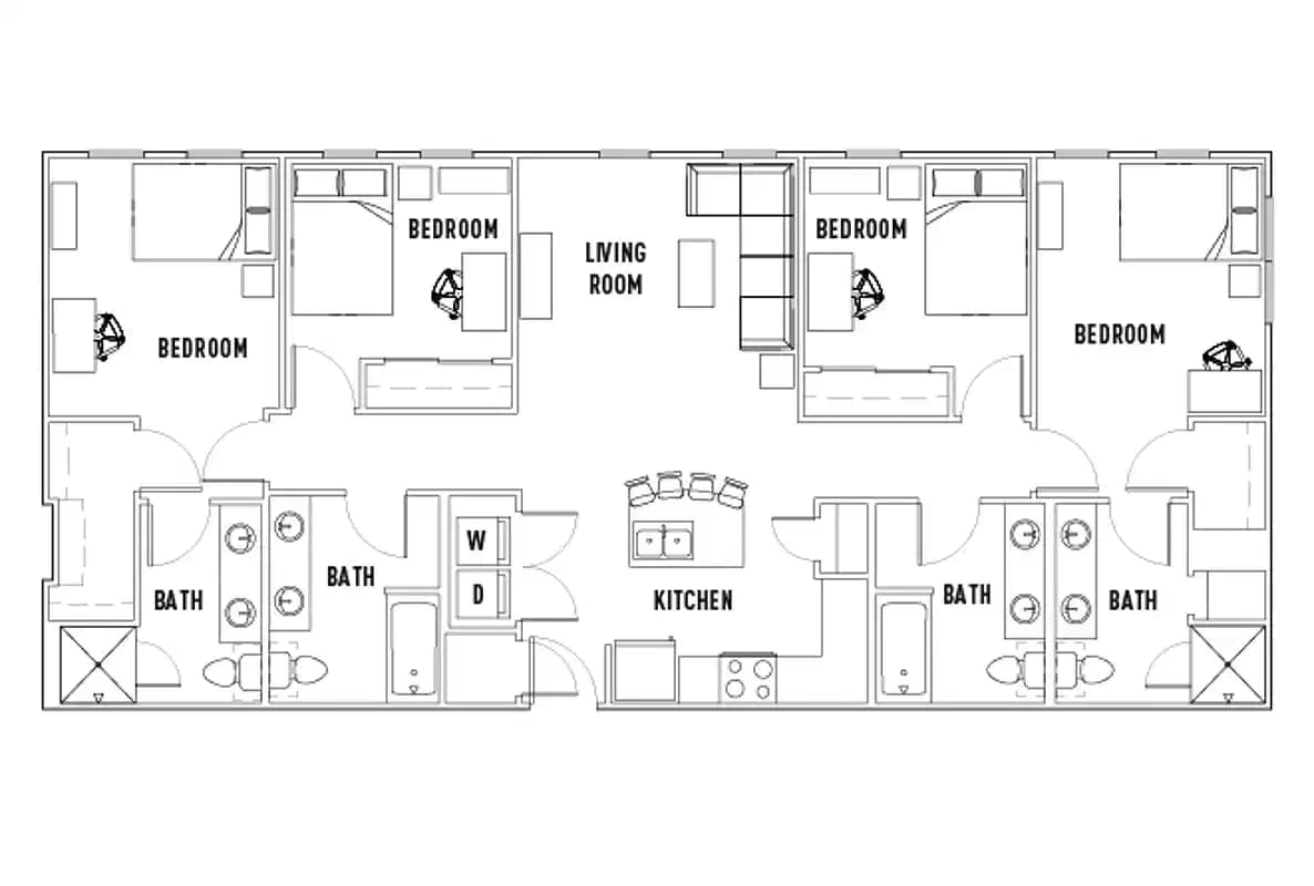 Room in 23rd: 4 Bed - 4 Bath