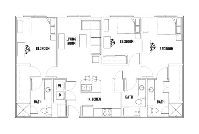 Room in 23rd: 3 Bed - 3 Bath A