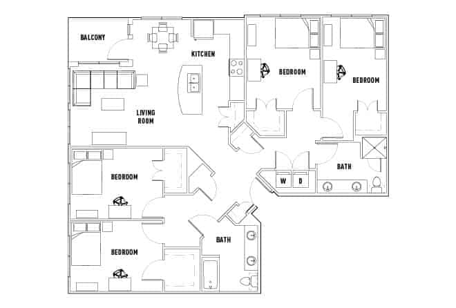 Room in 23rd: 4 Bed - 2 Bath Premium